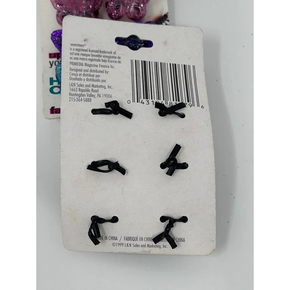Vintage 1999 Seventeen Magazine Butterfly Glitter Hair Jaw Clips 4 Packs 81079-T
